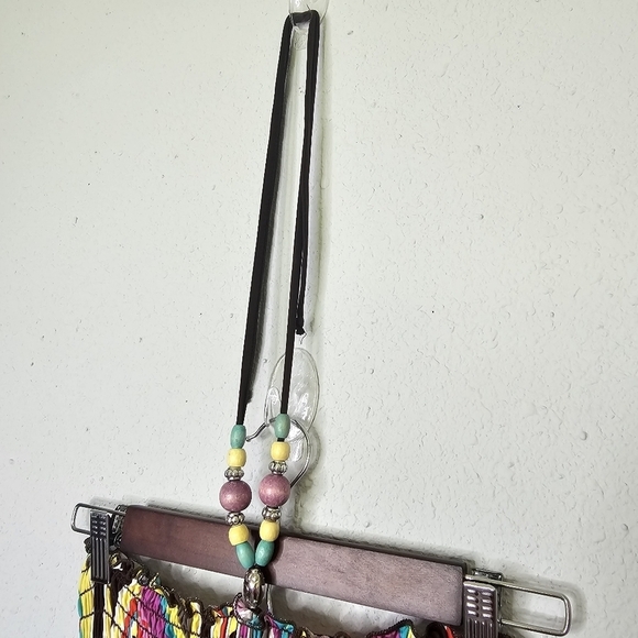 1.2.3 Vibrant Multicolor Smocked Midi‎ Dress Attached Beaded Necklace S Small - Picture 4 of 10